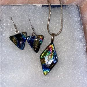 Glass necklace and earring set